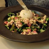 Salad nicoise with poached egg and tuna at Delice & Sarrasin in New York City