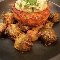 Crabe Pané aux Choux de Bruxelles / Crab Cake  at Delice & Sarrasin in New York City