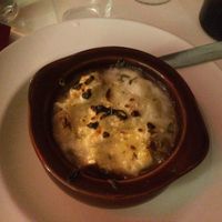 vegan french onion soup.  Perfectly prepared.   at Delice & Sarrasin in New York City
