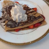 La francinette crêpe - strawberry and dark chocolate on/in a buckwheat crêpe at Delice & Sarrasin in New York City