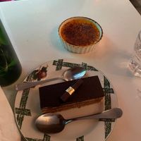 crème brûlée and opera cake! at Delice & Sarrasin in New York City