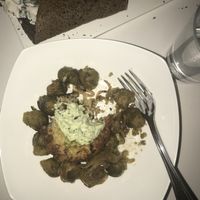 Crab cake!! The texture, flavor and look is like a good Maryland Crab cake not one of those bread filled imitations!! at Delice & Sarrasin in New York City