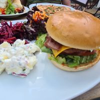 Cheese and bacon burger at Plant by Kat's Kitchen in Keswick