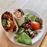 Delicious roasted pepper wrap at Plant by Kat's Kitchen in Keswick