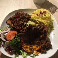 Stuffed squash with rice and lentils   at Plant by Kat's Kitchen in Keswick
