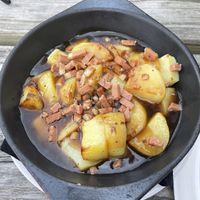 Poutine (potatoes in gravy with cheeze and fake bacon) - Really tasty and very satisfying after a long day of hiking.  at Plant by Kat's Kitchen in Keswick