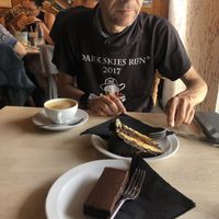 Eating the cake!  at Plant by Kat's Kitchen in Keswick