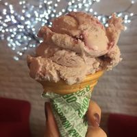 raspberry ice cream cone VEGAN at Plant by Kat's Kitchen in Keswick