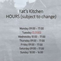 Opening hours as at July 2020 at Plant by Kat's Kitchen in Keswick