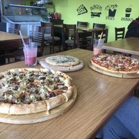 Pizzas, garlic bread and smoothies.  at Veggie Supreme in Wolverhampton