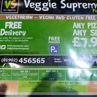 front of the menu at Veggie Supreme in Wolverhampton