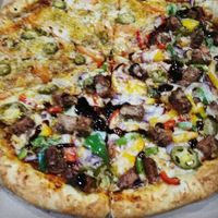 Margherita and BBQ/jerk pizza! at Veggie Supreme in Wolverhampton