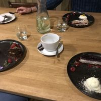 Blueberry cheesecake, hazelnut slice and raspberry frangipane - all delicious! at The Allotment in Manchester