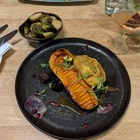 Hassleback squash with potato and leek cake at The Allotment in Manchester