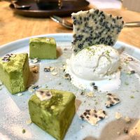 Matcha fudge, black sesame praline
& ice cream #Veganuary at The Allotment in Manchester
