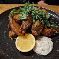 Banana blossom fish n chips at The Allotment in Manchester