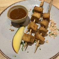 Almond tofu satay  at The Allotment in Manchester