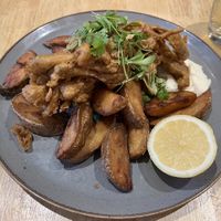 Banana blossom fysh and chips  at The Allotment in Manchester