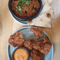 Okra starter and cauliflower wings starter at The Allotment in Manchester