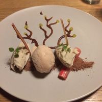 Roasted Apple Mousse, Rhubarb & Ginger Ice Cream at The Allotment in Manchester