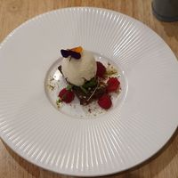 Hazelnut slice with sorbet at The Allotment in Manchester