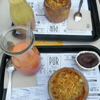 vegan Lasagna, fresh juices  at PUR etc Strasbourg-Malraux in Strasbourg