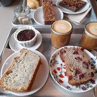 Bananabread,lemon cake,brownie,peanut-brownie,chocolate scone and a warm chocolate cake with a liquid core.all vegan at PUR etc - Grand Rue in Strasbourg