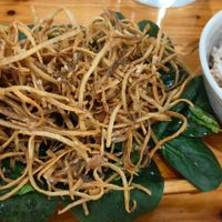 Burdock with baby spinach  at Chakra Space in Macau