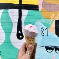 Coconut and strawberry cone at Say Hello Sweets in Vancouver