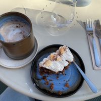 Vegan gluten-free spicy hot chocolate and banana bread. Stunningly delicious!!! at Joy Healthyfood in Montpellier