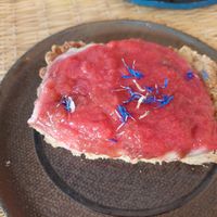 Strawberry cake at Joy Healthyfood in Montpellier