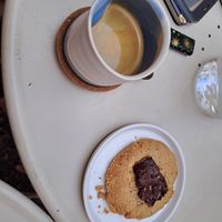 Coffee and cookie after a great meal! at Joy Healthyfood in Montpellier