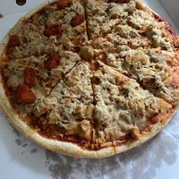 Vegan Special pizza - all the “meats”.   at The Veggie Chippy in Birmingham