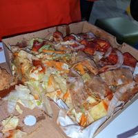 Vegan kebab and "chicken" with chips and salad at The Veggie Chippy in Birmingham