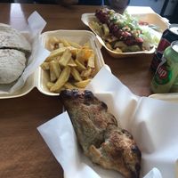 Donner kebab, masala fish, vhicken and mushroom pasty at The Veggie Chippy in Birmingham