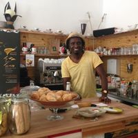 Bachir working and smiling  at ATAYA in Berlin
