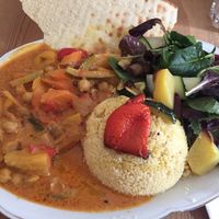 Veg curry with couscous and salad at Ataya Caffe at ATAYA in Berlin