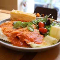 Ravioli filled with pumpkin cream,I had something Italian! at ATAYA in Berlin