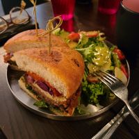 Eggplant Focaccia sandwich at Modern Love in Brooklyn