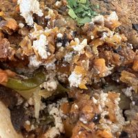 Inside lentil veggie lasagna - zucchini noodles  at The Pureganic Cafe in Harrison