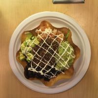 Vegan gluten free, dairy free organic Taco Bowl with baked rice shell and LOTS of fresh veggies. Really large, filling and delicious.  at The Pureganic Cafe in Harrison