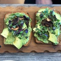 Avocado Toast with Shitake Bacon at The Pureganic Cafe in Harrison