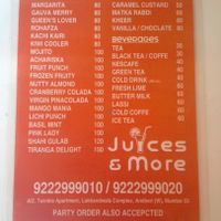 Menu at Juices & More in Mumbai