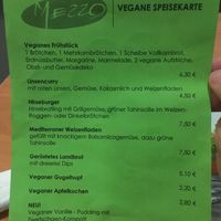 Vegan Speisekarte at Mezzo  in Hannover