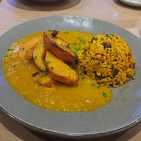 Kürbis mit Bulgur (mit Rosinen 😀) at Mezzo  in Hannover