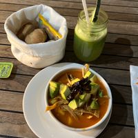 Vegan tortilla soup  at Garabatos in Mexico City