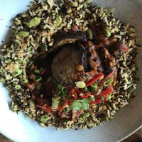 Spiced aubergine with edamame rice at The Cosy Club in Bath