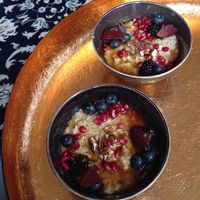 Delightful Oats with fresh fruit and nuts...delicious.  at Cafe Sage in Amsterdam