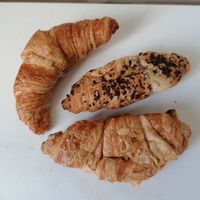 Vegan plain croissant, vegan chocolate croissant and vegan almond croissant at Pret a Manger - Broadwick St in London
