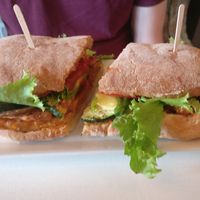 Maple tempeh bacon sandwich - highly recommend at Copper Branch in Brooklin